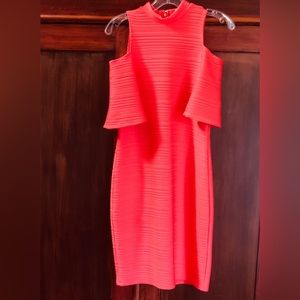 Shoshanna Fillmore Women's Bright Coral Cold Shoulder Ribbed Cocktail Dress